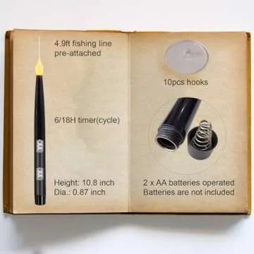 Leejec Floating Candles with Magic Wand Remote (6/18H Timer), 10pcs of 10.8" Hanging Flameless Taper Candles, Flickering Warm White LED, Halloween Decorations, Home Decor, Witch Wizard Gift (Black)