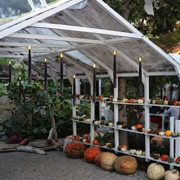 Leejec Floating Candles with Magic Wand Remote (6/18H Timer), 10pcs of 10.8" Hanging Flameless Taper Candles, Flickering Warm White LED, Halloween Decorations, Home Decor, Witch Wizard Gift (Black)