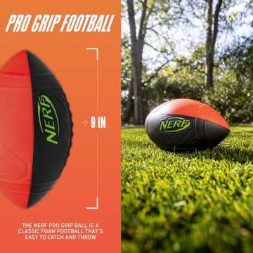 NERF Kids Foam Football - Pro Grip Youth Soft Foam Ball - Indoor + Outdoor Football for Kids - Small...