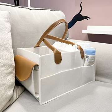 kilomon Baby Diaper Caddy Organizer - Diaper Organizer Caddy for Car and Nursery Storage Bin, Diaper Organizer for Changing Table Diaper Caddy for Baby Girl boy with Handle
