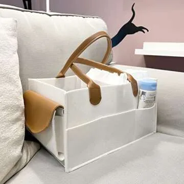 kilomon Baby Diaper Caddy Organizer - Diaper Organizer Caddy for Car and Nursery Storage Bin, Diaper Organizer for Changing Table Diaper Caddy for Baby Girl boy with Handle