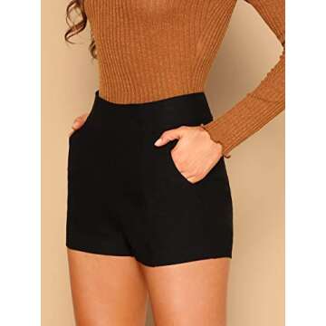 Floerns Women's Casual High Waist Skinny Shorts with Pocket Black L