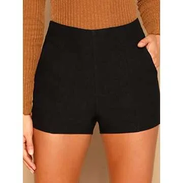 Floerns Women's Casual High Waist Skinny Shorts with Pocket Black L