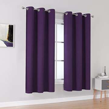 DUALIFE Dark Purple Blackout Curtain Panels for Small Window Treatment 54 Inch Length Set of 2 Panel...