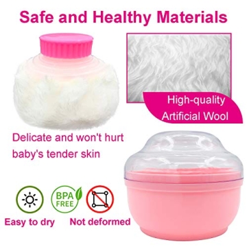 Fluffy Body Powder Puff Box for Baby Adult Care LightCoral