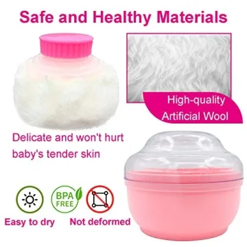 Fluffy Body Powder Puff Box for Baby Adult Care LightCoral