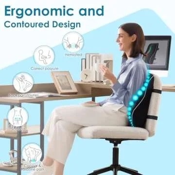 Lumbar Support Pillow for Office Chair Car Back Support Pillow, Memory Foam Gaming Chair Desk Chair Back Cushion for Lower Back Pain Relief, Ergonomic Back Rest with Double Adjustable Straps