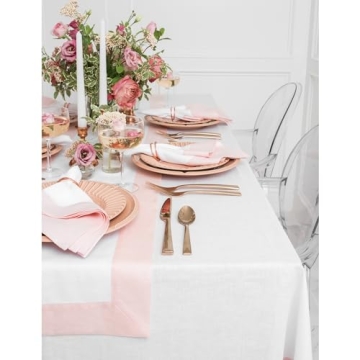 Solino Home 100% Pure Linen Blush Tablecloth 108 L x 60 W