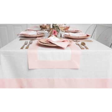 Solino Home 100% Pure Linen Blush Tablecloth 108 L x 60 W
