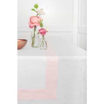 Solino Home 100% Pure Linen Blush Tablecloth 108 L x 60 W