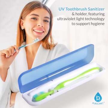 Pursonic Portable UV Toothbrush Sanitizer Case - Travel Toothbrush Sanitizer and Holder - Toothbrush Sanitizer with UV Light & Auto Shut Off Timer