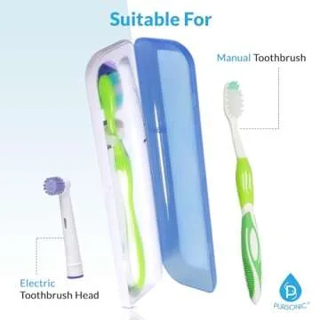 Pursonic Portable UV Toothbrush Sanitizer Case - Travel Toothbrush Sanitizer and Holder - Toothbrush Sanitizer with UV Light & Auto Shut Off Timer