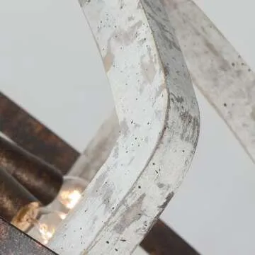 White Wood Farmhouse Chandeliers for Dining Room, 6-Light French Country Distressed Coastal Pendant Light Rustic Lighting Fixtures Hanging Ceiling Kitchen Island Foyer Entryway Living Room Bedroom