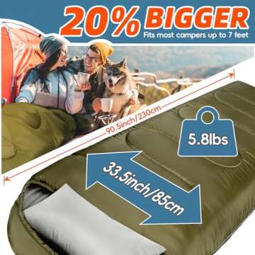 MEREZA 0 Degree Winter Sleeping Bag for Adults Kids with Pillow, Cold Weather Sleeping Bag for 4 Sea...