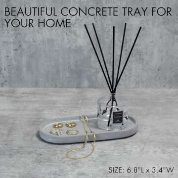 Decorative Bathroom and Vanity Tray - A Modern Concrete Tray to Beautifully Display Lotion & Soap Di...