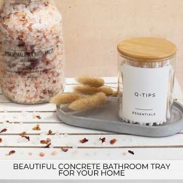 Decorative Bathroom and Vanity Tray - A Modern Concrete Tray to Beautifully Display Lotion & Soap Dispensers On Your Bathroom Counter - This Perfect Small Organizer Keeps Your Kitchen Area Neat