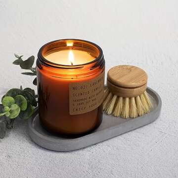 Decorative Bathroom and Vanity Tray - A Modern Concrete Tray to Beautifully Display Lotion & Soap Dispensers On Your Bathroom Counter - This Perfect Small Organizer Keeps Your Kitchen Area Neat