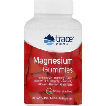 Trace Minerals Magnesium 84mg - Chewable Magnesium Supplement for Bone & Heart Health Support - Immune System Support - Aids Relaxation & Healthy Sleep - Watermelon, 120 Gummies (120 Servings)