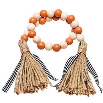 R HORSE Wood Bead Tassel Garland for Rustic Home Decor