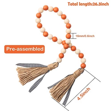R HORSE Wood Bead Tassel Garland for Rustic Home Decor