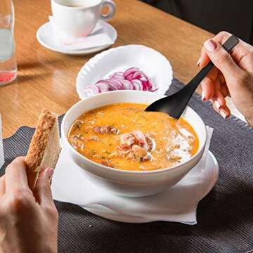 HIWARE Matte Black Thick Heavy-Weight Soup Spoons, Stainless Steel Soup Spoons, Table Spoons, Set of 6