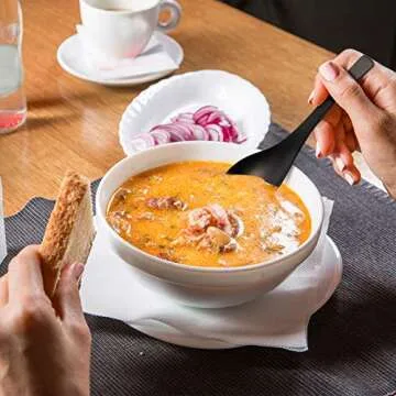 HIWARE Matte Black Thick Heavy-Weight Soup Spoons, Stainless Steel Soup Spoons, Table Spoons, Set of 6