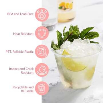 Prestee Clear Plastic Cups for Parties and Everyday Use