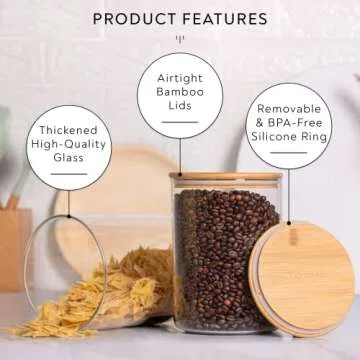 Laramaid 101oz 2Pack Glass Jar Canisters with Minimalist Labels, Round Pantry Jars with Bamboo Lids, Vinyl Customized Labels and White Pen, Food Storage Containers for Home, Kitchen and Pantry