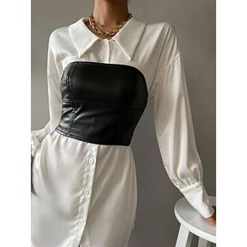 Stylish Faux Leather Strapless Crop Tube Tops for Women