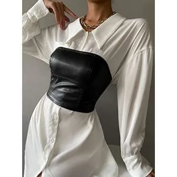 Stylish Faux Leather Strapless Crop Tube Tops for Women