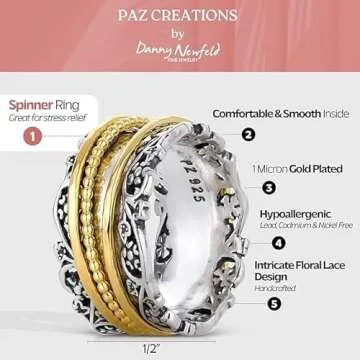 Paz Creations Sterling Silver Fidget Ring for Women, Size 6