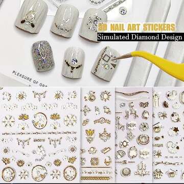 32 Sheet 3D Luxury Self-Adhesive Nail Art Stickers - Elegant Designs for Creative Nails