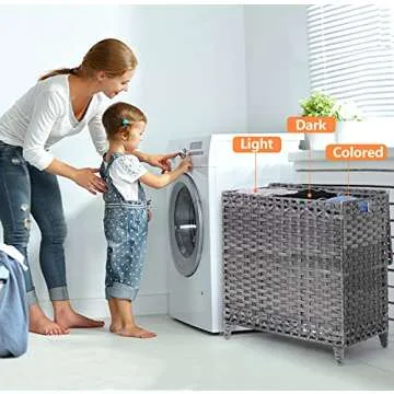 Stylish Handwoven Rattan Laundry Hamper for Effortless Organization with 3 Removable Bags