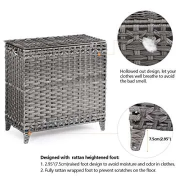 Elegant Laundry Hamper with 3 Removable Bags and Lid