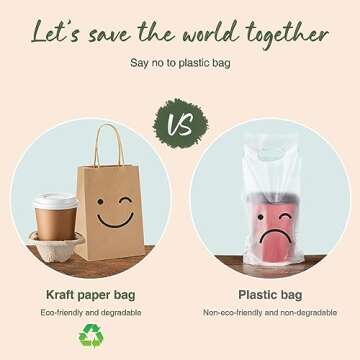 GSSUSA 100 Pack Paper Gift Bags 5.25x3.75x8'' Small Paper Bags with Handles Bulk, Brown Kraft Paper Bags for Small Business, Sturdy Grocery Retail Shopping Bags, Birthday Party Favor Bags, Craft Bags