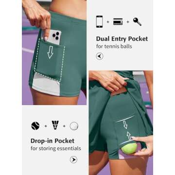 ATTRACO Womens Golf Dress Sleeveless Tennis Dress Zip Up Dress Sporty Dress with Shorts Underneath Green Small