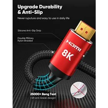 Snowkids Certified HDMI 2.1 10FT: 8K/10K Ultra Speed Cable
