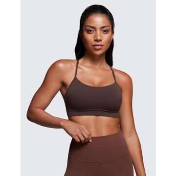 CRZ YOGA Butterluxe Womens Y Back Sports Bra - Padded Racerback Low Impact Spaghetti Thin Strap Work...