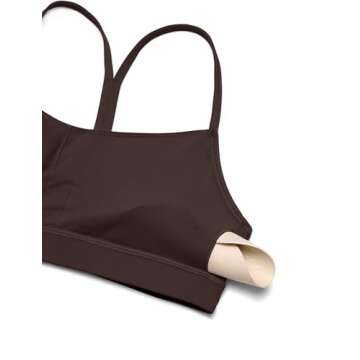 CRZ YOGA Butterluxe Womens Y Back Sports Bra - Padded Racerback Low Impact Spaghetti Thin Strap Workout Yoga Top Hot Fudge Brown Medium