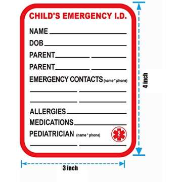 Remarkable Infant I.C.E. (in Case of Emergency) Car Seat Sticker Safety Information - Child Emergenc...