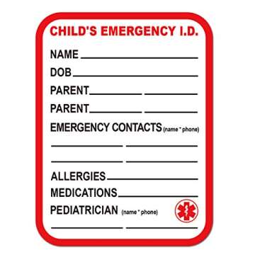 Remarkable Infant I.C.E. (in Case of Emergency) Car Seat Sticker Safety Information - Child Emergency Contact Car Seat Safety Alert Attachment Tag Stickers (8 Pack)