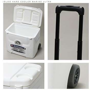 Igloo Products Corporation 00045929 Marine Ultra Quantum Roller Cooler, 28 Quart,White, White, White, Black