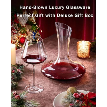 JBHO Hand Blown Italian Style Crystal Burgundy Wine Glasses - Lead-Free Premium Crystal Clear Glass - Set of 2-21 Ounce - Gift-Box for any Occasion