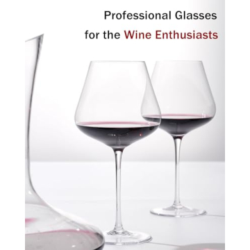 JBHO Hand Blown Italian Style Crystal Burgundy Wine Glasses - Lead-Free Premium Crystal Clear Glass - Set of 2-21 Ounce - Gift-Box for any Occasion