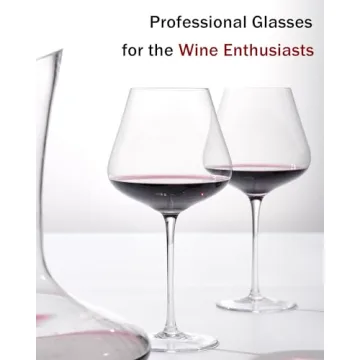 JBHO Hand Blown Italian Style Crystal Burgundy Wine Glasses - Lead-Free Premium Crystal Clear Glass - Set of 2-21 Ounce - Gift-Box for any Occasion