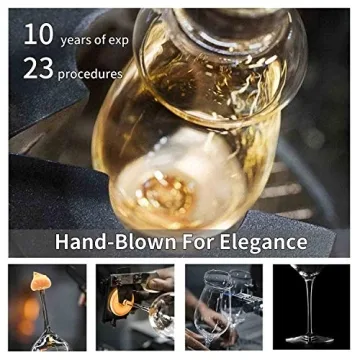 JBHO Hand Blown Italian Style Crystal Burgundy Wine Glasses - Lead-Free Premium Crystal Clear Glass - Set of 2-21 Ounce - Gift-Box for any Occasion