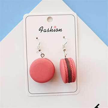 3-5 Pairs Cute Dessert Macaron Popcorn Hamburg Pizza Dangle Earrings - Fun Food Jewelry for Women an...