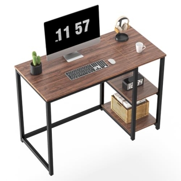 SINPAID 40" Computer Desk with 2 Shelves – Sturdy Home Office Storage Solution
