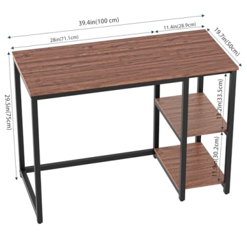 SINPAID 40" Computer Desk with 2 Shelves