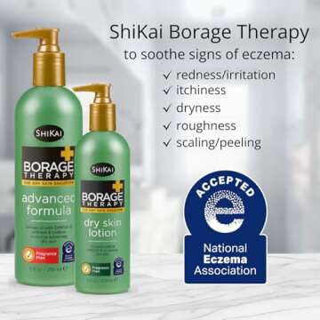 ShiKai Borage Therapy Dry Skin Lotion Moisturizer (16oz, Pack of 2) Unscented Skincare | Hydrating L...
